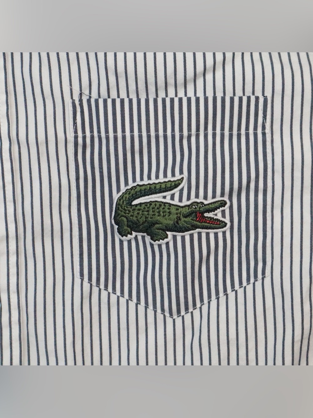 Lacoste Unisex Large Croc Striped Cotton Shirt Casual Long Sleeve Size Medium - Picture 9 of 14